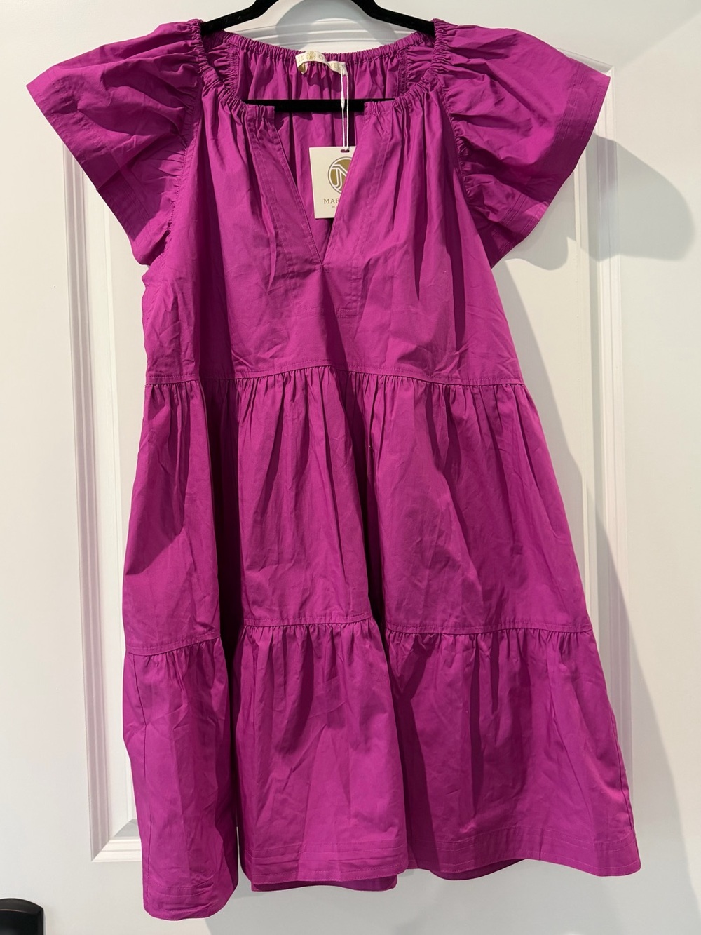 🆕 Marie Oliver Kara Magenta Tiered 100% Cotton Dress (M)